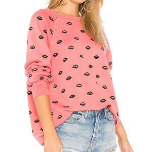 Wildfox Couture Lip Service Sweatshirt Red Boxy Pullover Sweater Top M